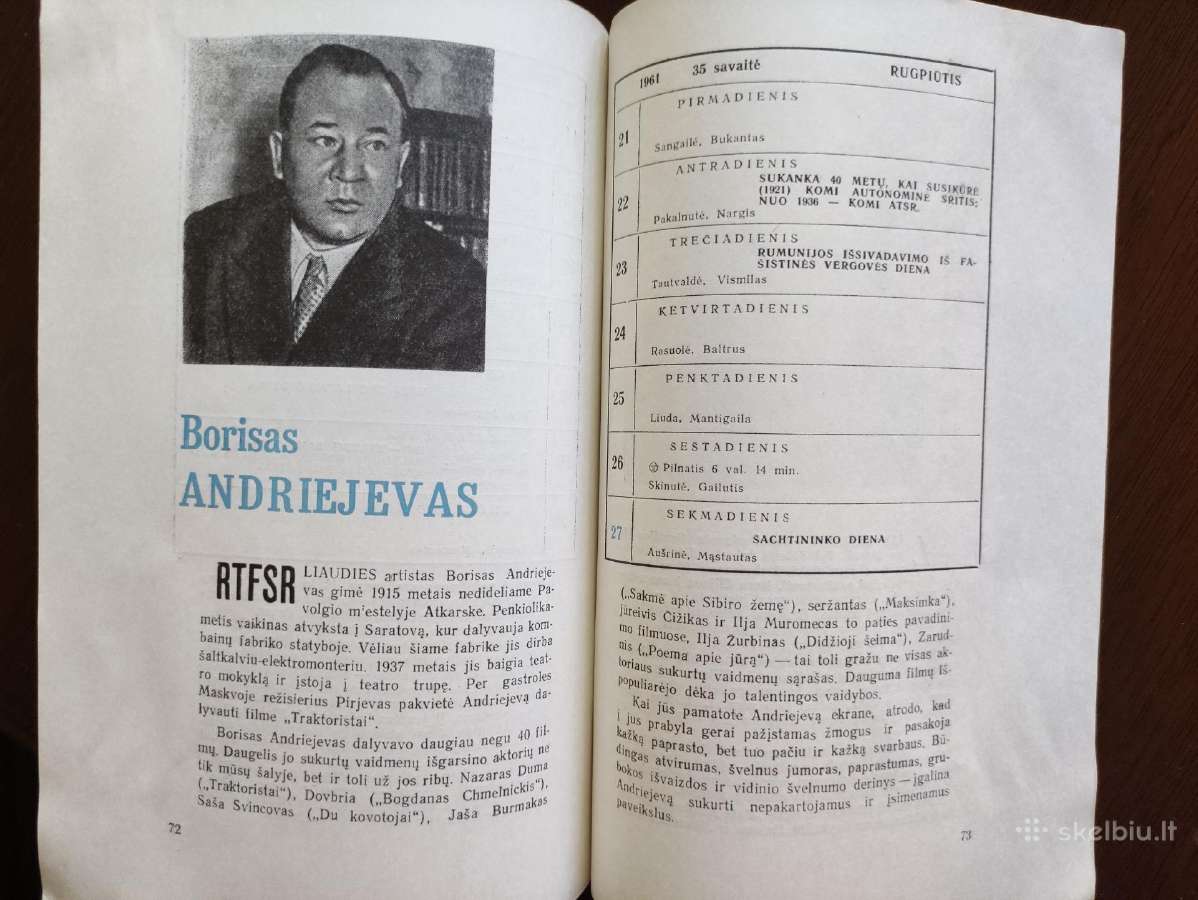 ,Kino mėgėjo kalendorius, 1961m. - nuotraukos Nr. 17