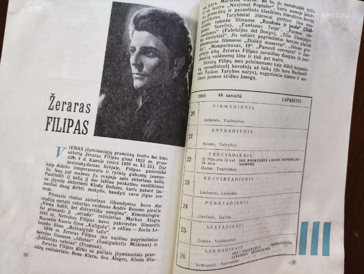 ,Kino mėgėjo kalendorius, 1961m. - nuotraukos Nr. 20