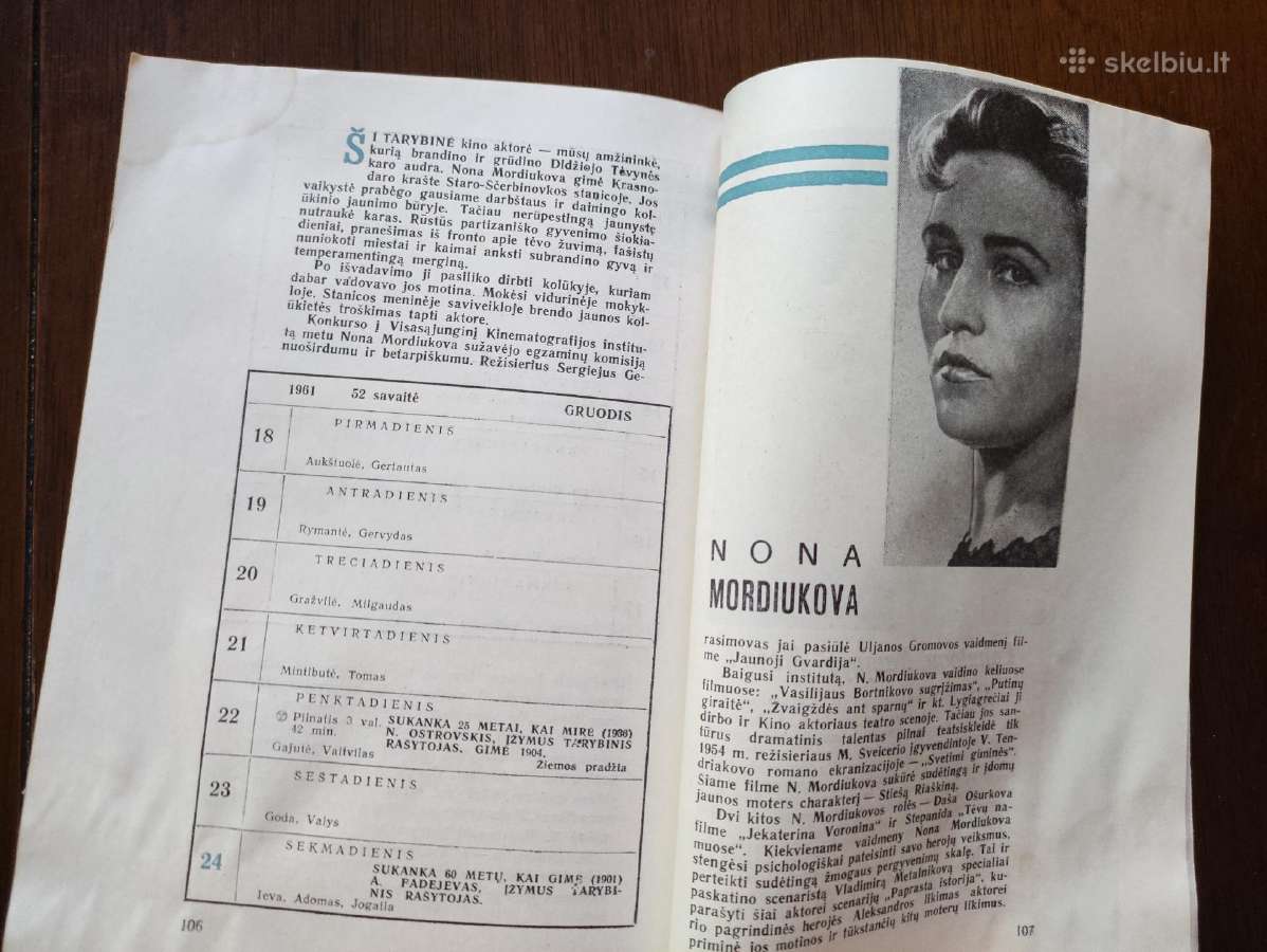 ,Kino mėgėjo kalendorius, 1961m. - nuotraukos Nr. 21