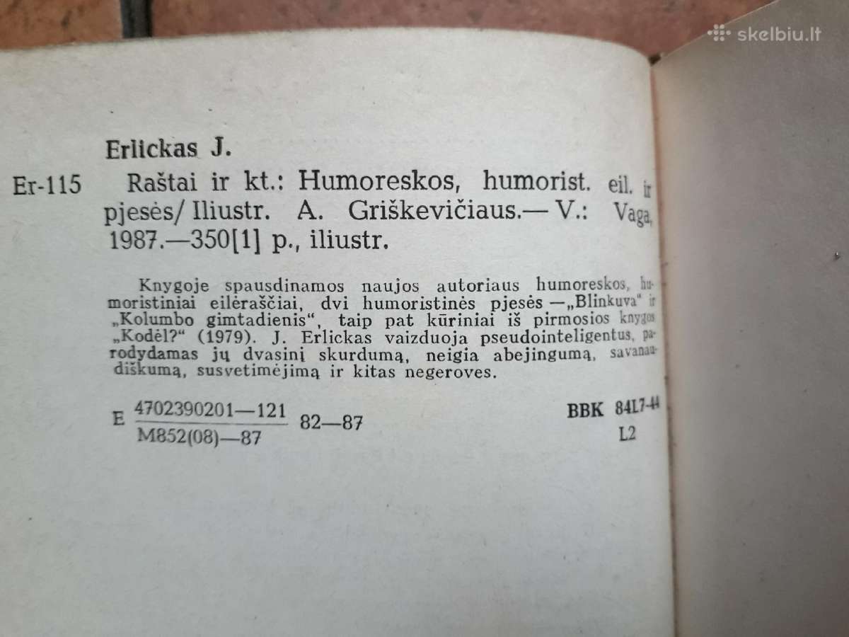 Juozas Erlickas "Raštai ir Kt." 1987 m. - nuotraukos Nr. 8