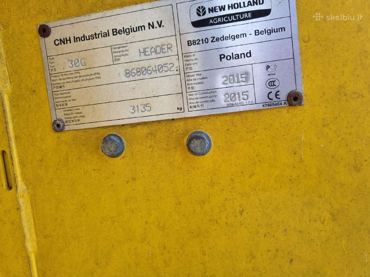 Kombaino New Holland 9m. kederis dalimis - nuotraukos Nr. 4