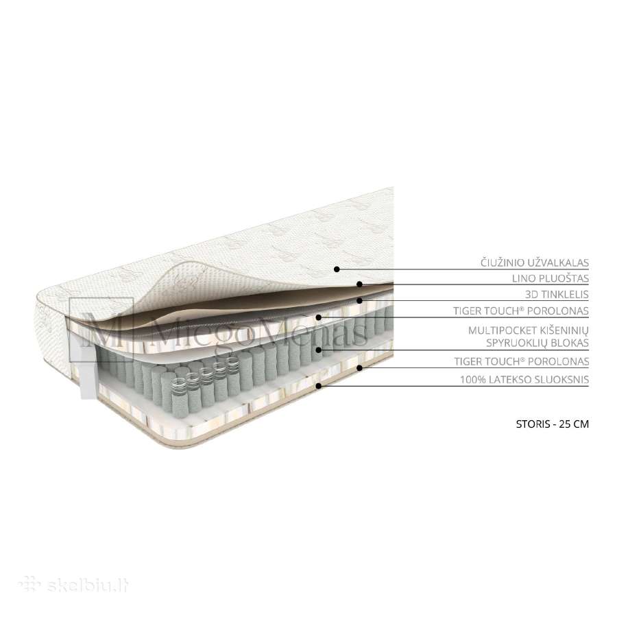 Čiužinys Subtilumas Multi Tiger + Lateks 90x200 - nuotraukos Nr. 3