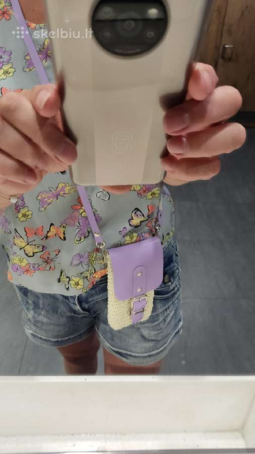 Iš rafijos virvelės nerta mini rankinė telefonui - nuotraukos Nr. 2
