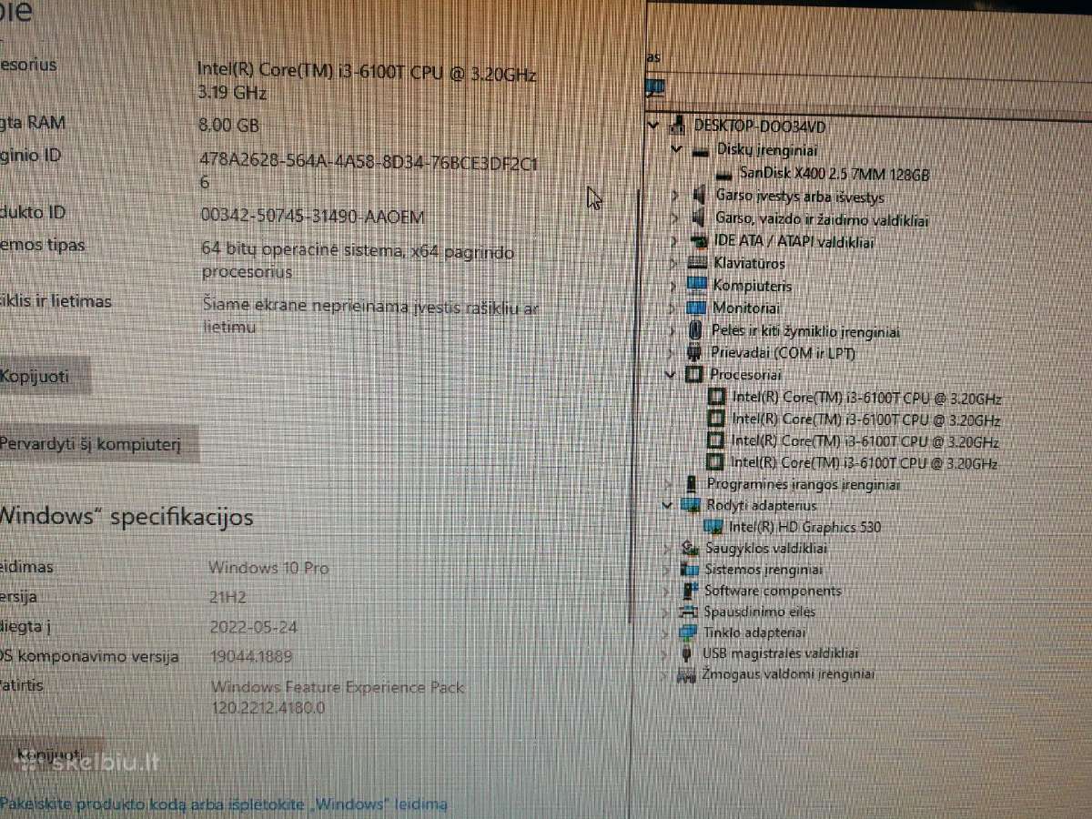 Dell optiplex 3040 i3-6100t/ 8gb/ 128ssd - nuotraukos Nr. 2