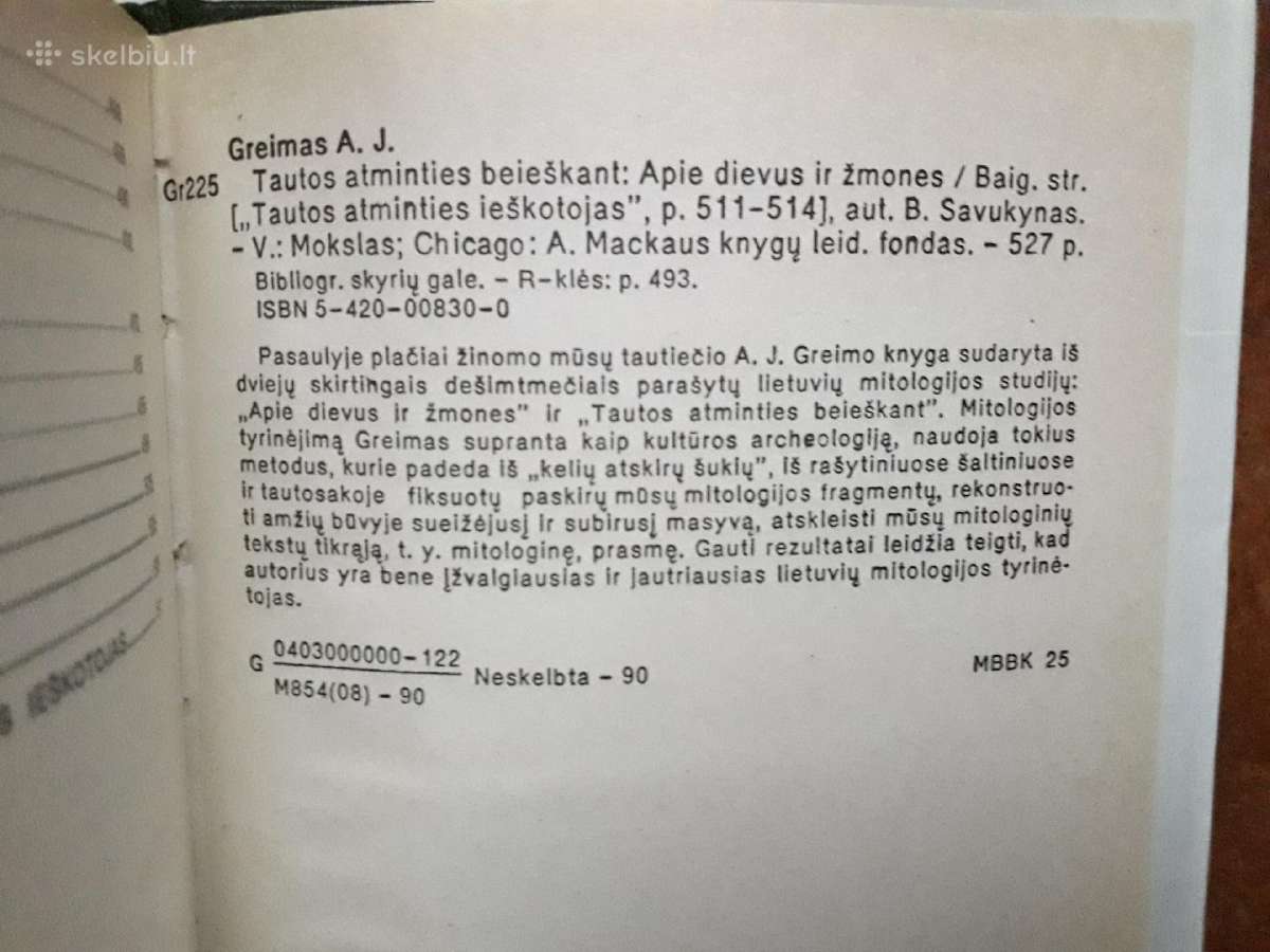 A. J. Greimas "Tautos atminties beieškant" 1990 m. - nuotraukos Nr. 16