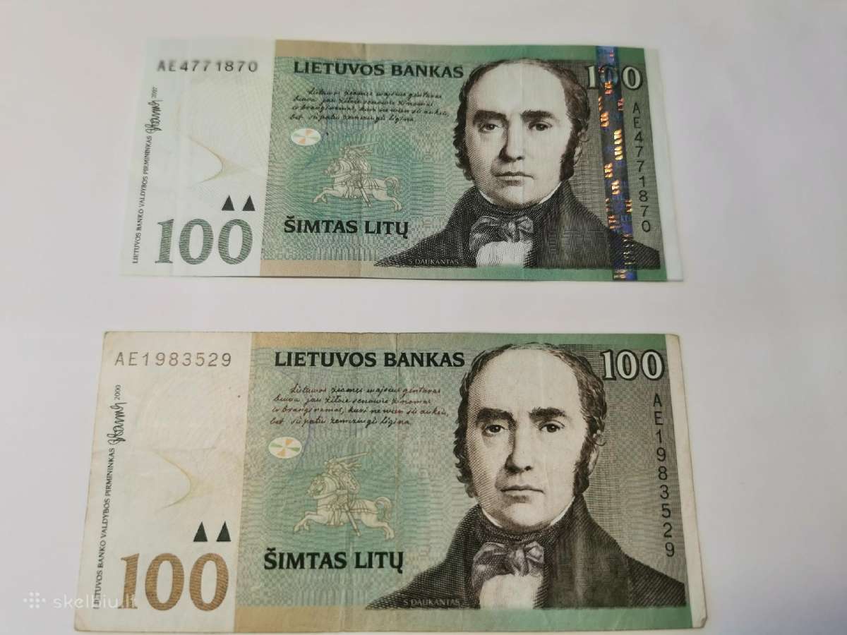 2000 ir 2007 metų 100 litų banknotai ( 2 vnt) !