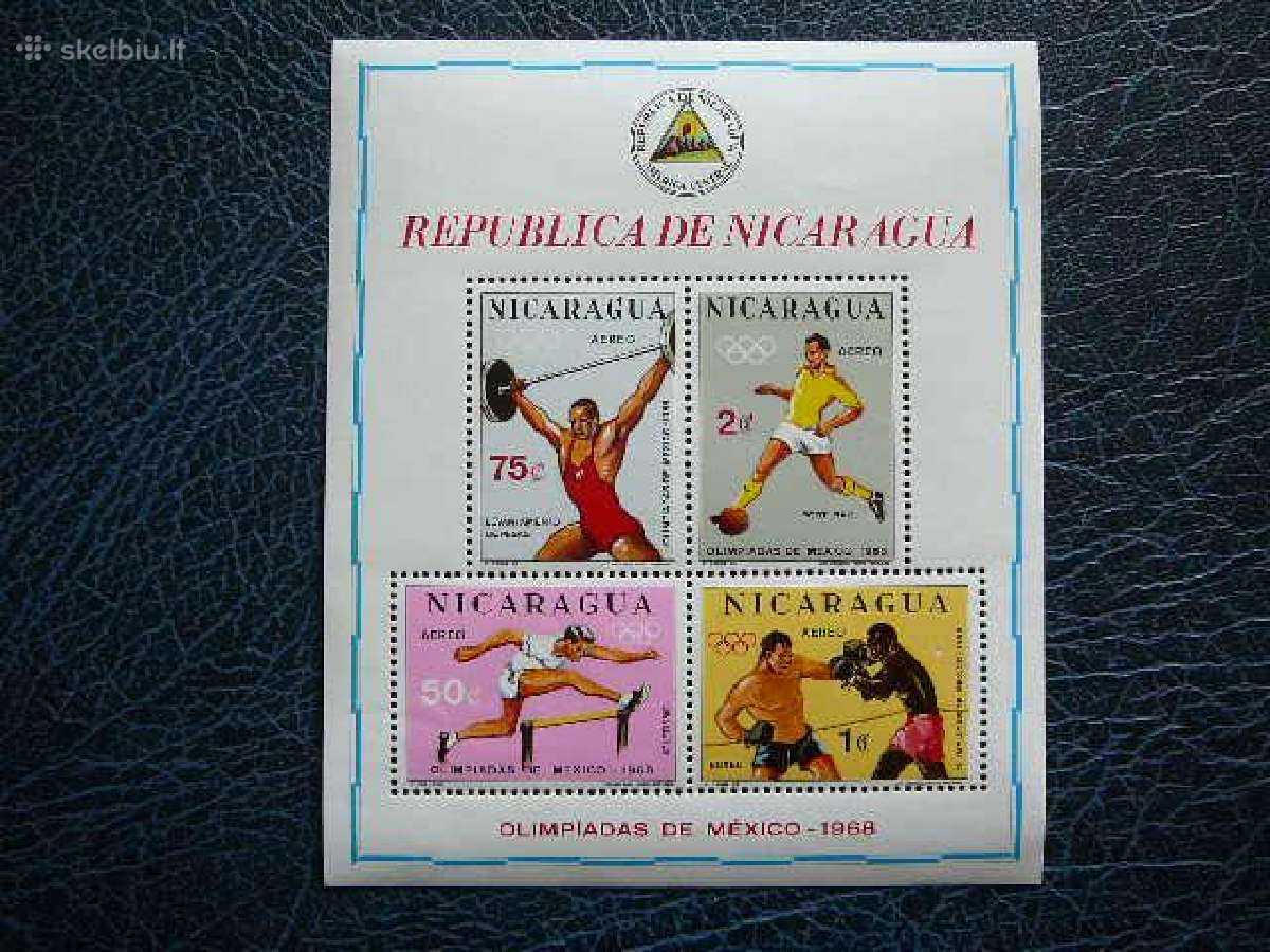 Olimpines vasaros Nikaragva 1968 Mnh kr1493