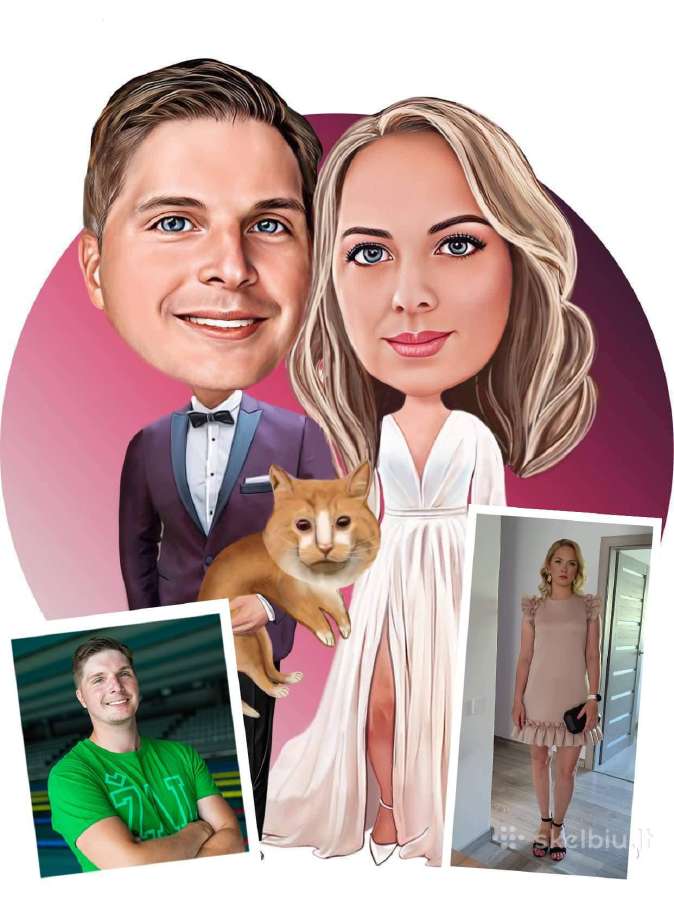 Skaitmeninis ar ranka šaržų piešimas iš nuotraukos