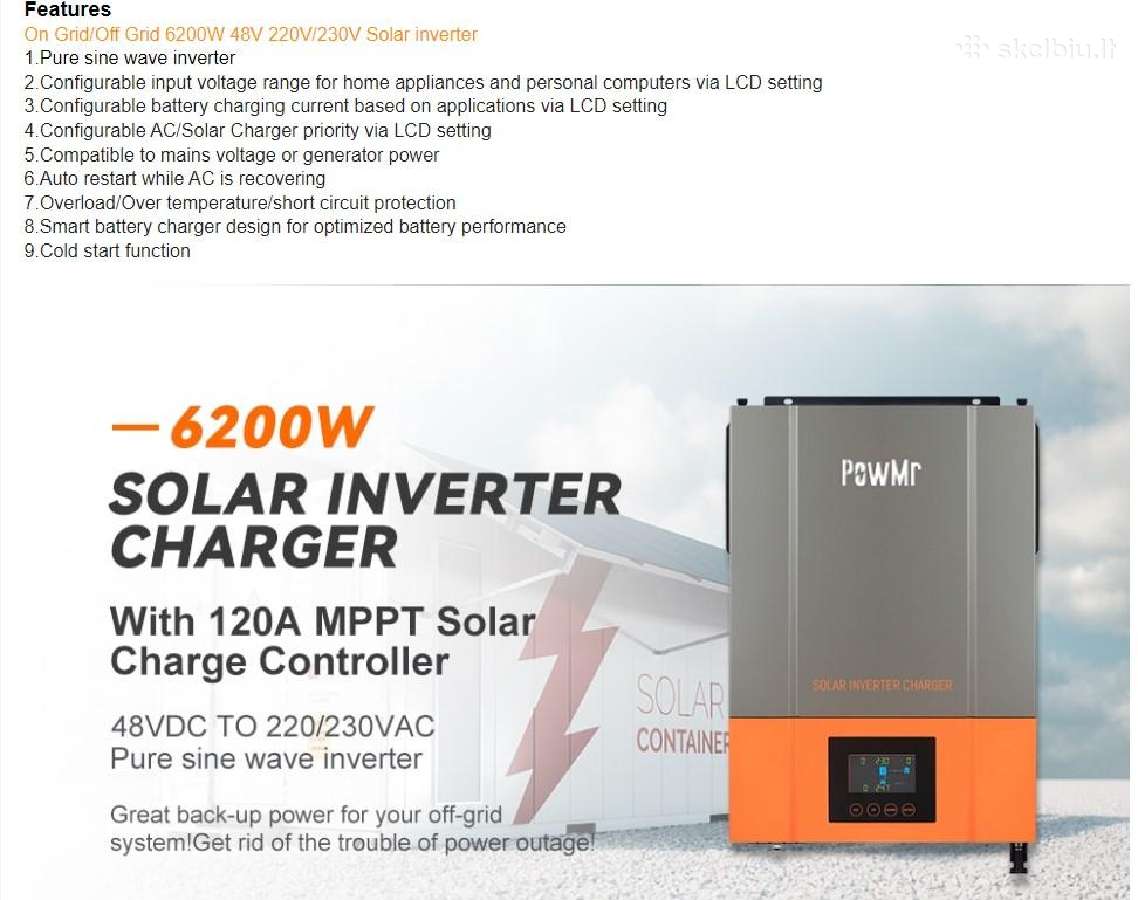 Inverteris hibridinis Pow 6.2kw 290euru - nuotraukos Nr. 4