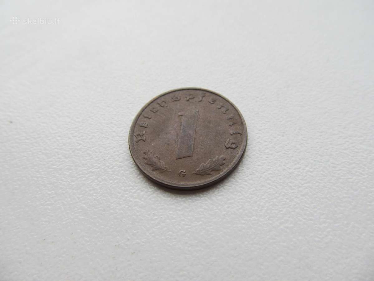 1 reichspfennig , Vokietija , 1939 D, G - nuotraukos Nr. 3