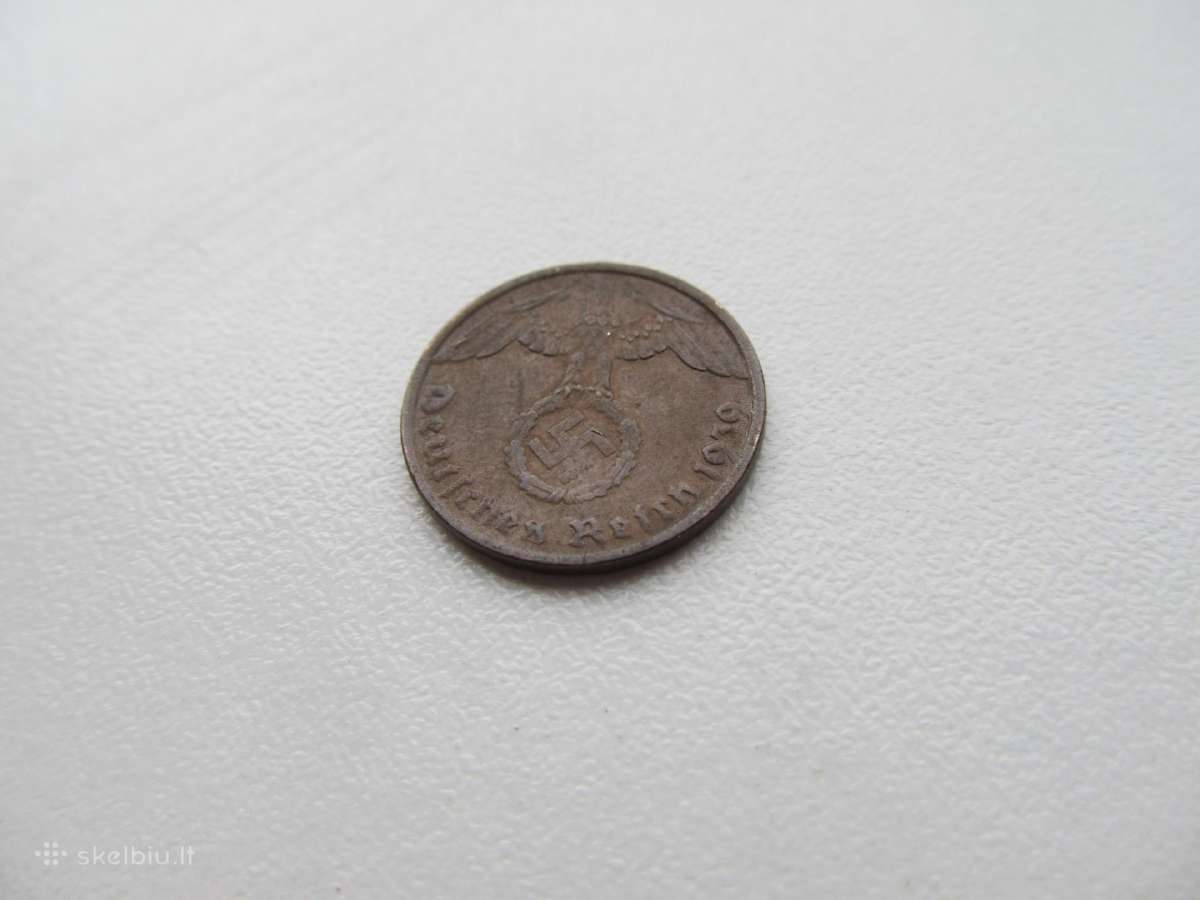 1 reichspfennig , Vokietija , 1939 D, G - nuotraukos Nr. 4