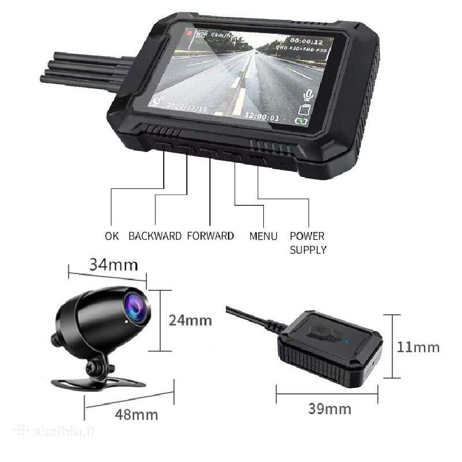 Motociklui Full HD vaizdo registratorius su dviejo - nuotraukos Nr. 3