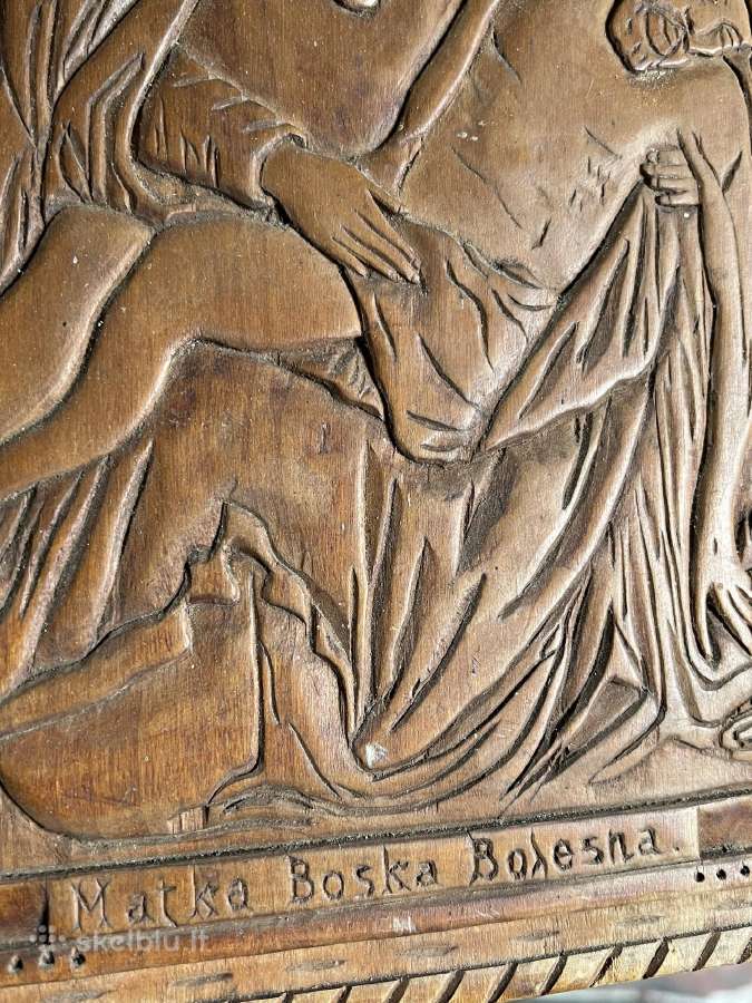 Antikvarinis Vilniaus kr. medinis drožynys Pieta - nuotraukos Nr. 3
