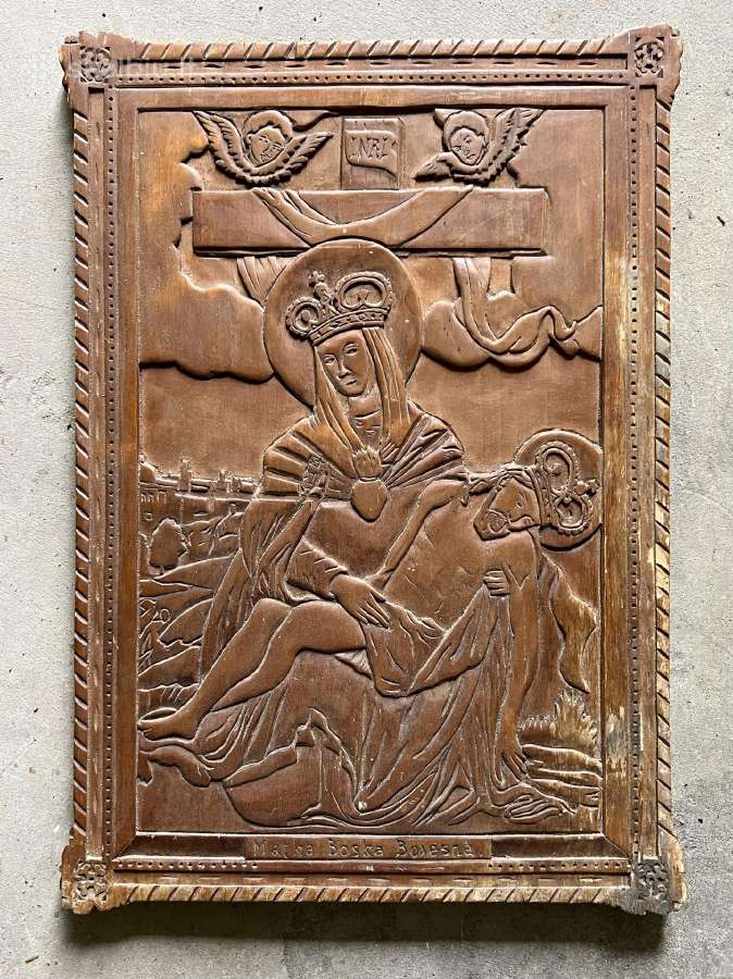 Antikvarinis Vilniaus kr. medinis drožynys Pieta - nuotraukos Nr. 2