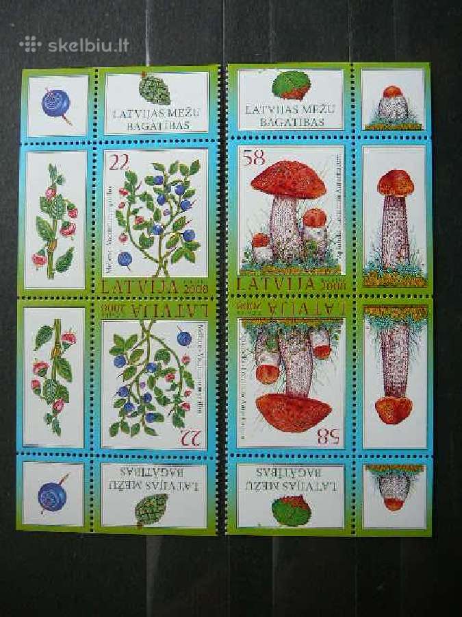 Grybai Uogos tet-bes Latvija 2008 Mnh llt739c