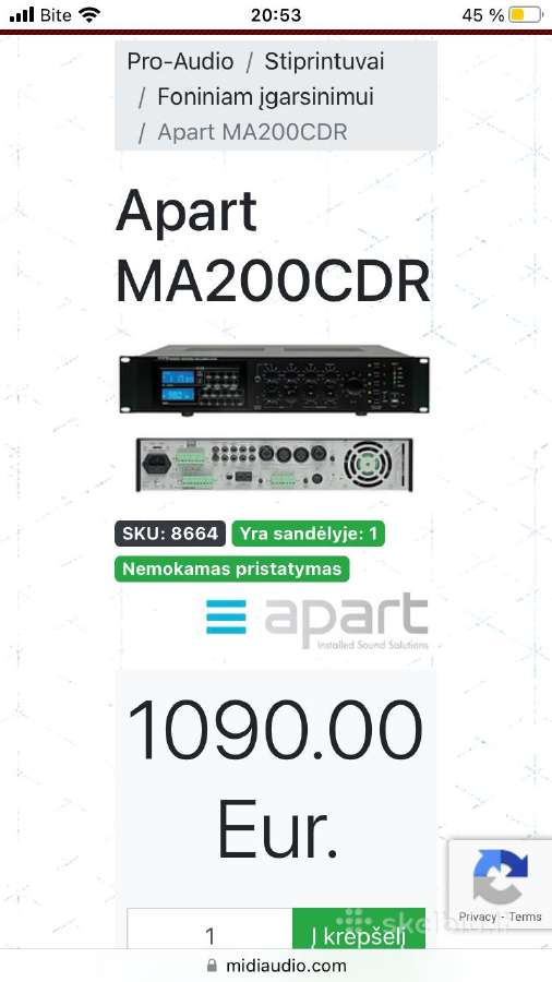 Rimtas stiprintuvas Apart Ma200cdr - nuotraukos Nr. 6