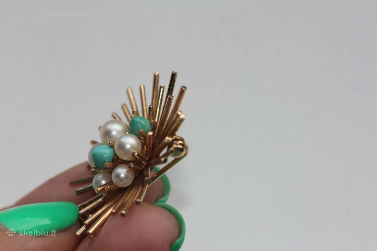 Ole Lynggard Gold 585 perlai,turquoise sage - nuotraukos Nr. 7