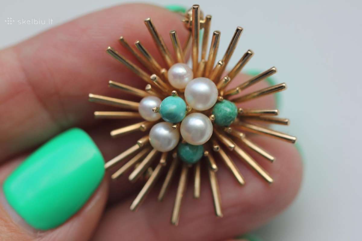 Ole Lynggard Gold 585 perlai,turquoise sage - nuotraukos Nr. 9