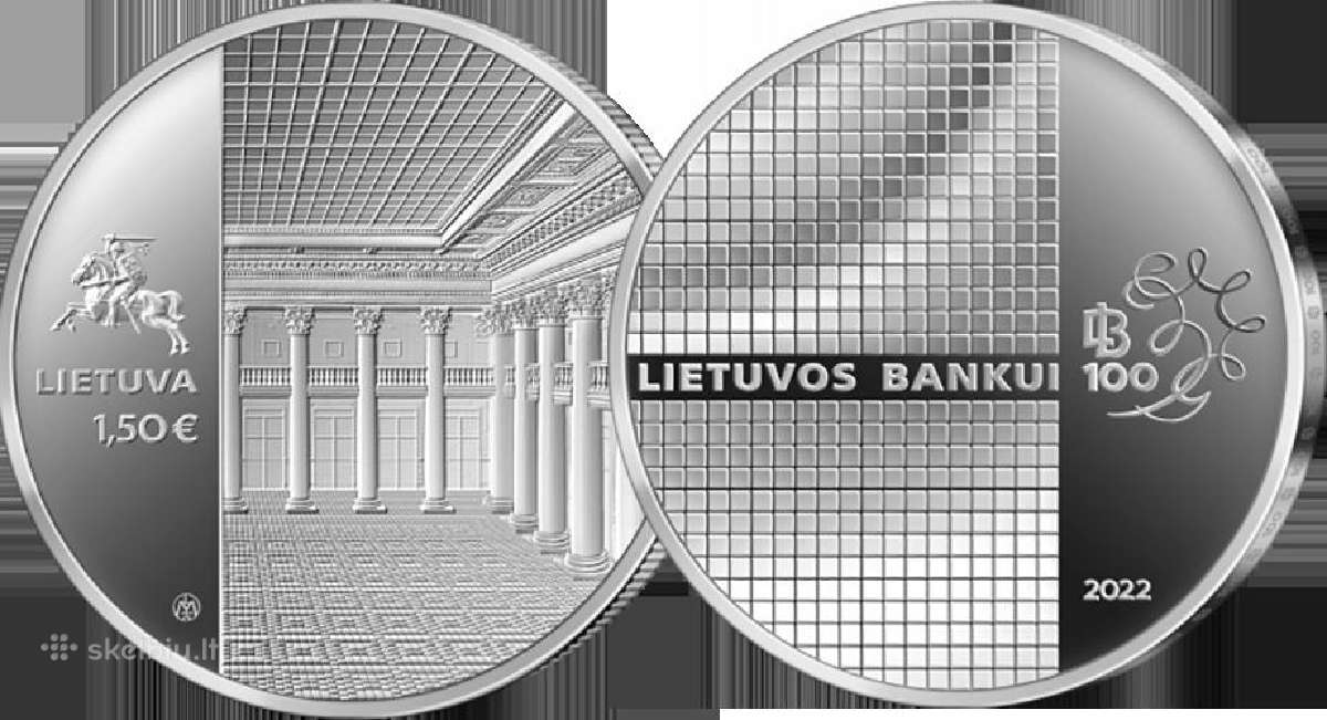 Lietuva 1,50 Euro, 2022 Lietuvos Bankui 100 Metų