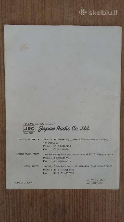 Radaro Jrc Radar 1000 instrukcija - nuotraukos Nr. 2