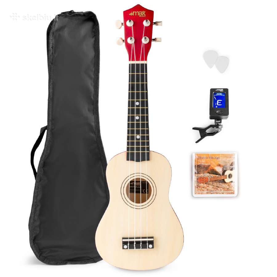 Ukulele rinkinys soprano 21" šviesus medis