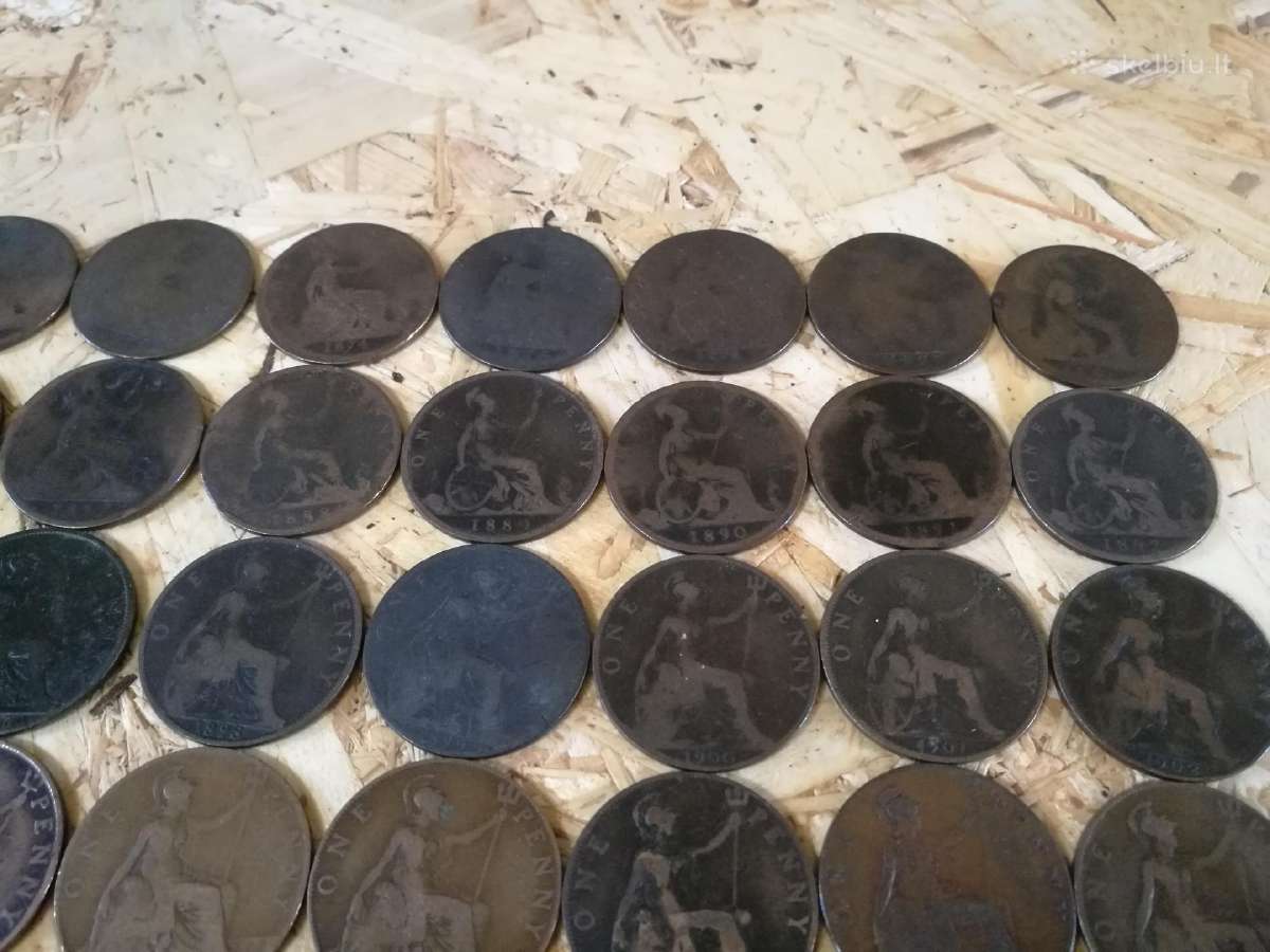 One Penny monetos nuo 1860-1967, 79 metai. - nuotraukos Nr. 3