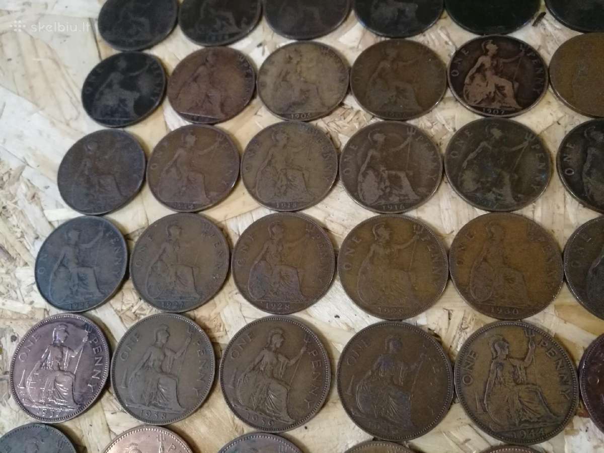 One Penny monetos nuo 1860-1967, 79 metai. - nuotraukos Nr. 4