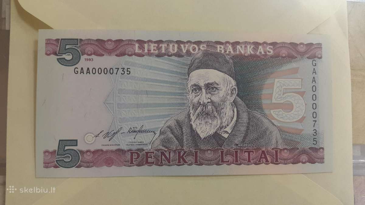5 lt žemas numeris,pirma serija Gaa Unc