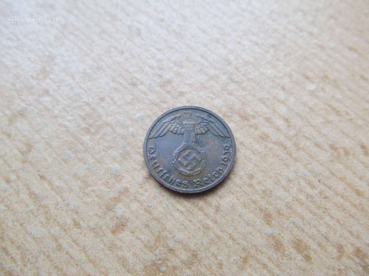 1 reichspfennig , Vokietija , 1939 D, G - nuotraukos Nr. 2