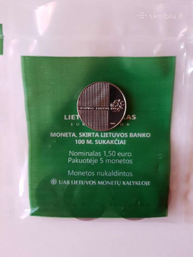 Lietuva 2022 1,5€ Lietuvos bankui 100 metų
