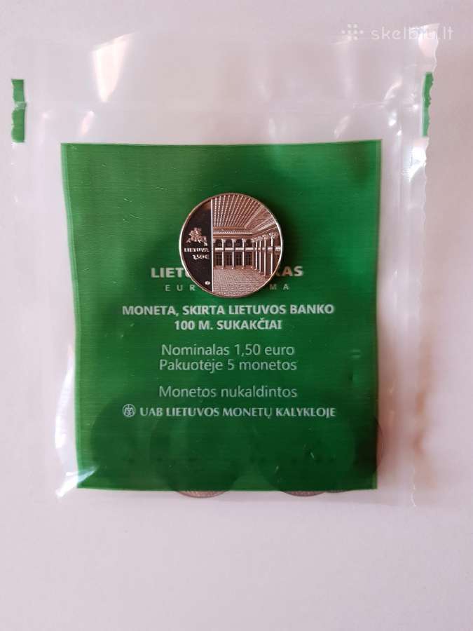 Lietuva 2022 1,5€ Lietuvos bankui 100 metų - nuotraukos Nr. 2
