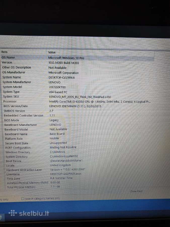 Lenovo thinkpad L450, i5, 8gb RAM. 14' - nuotraukos Nr. 7