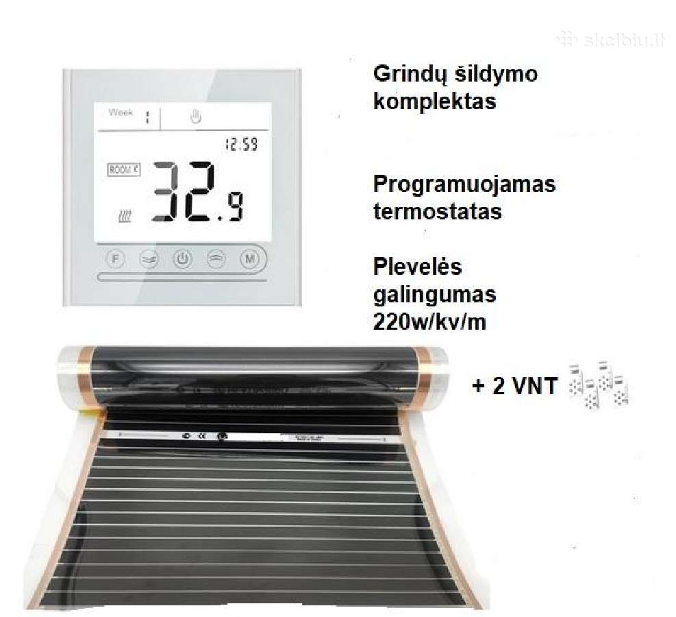 Grindų šildymo komplektas, vonia virtuvė.