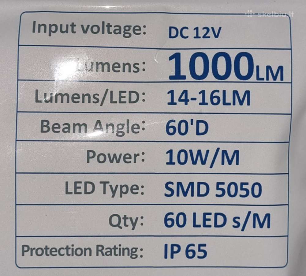 LED juosta Ip65 5m. 45w. Įvairių baltos atspalvių - nuotraukos Nr. 3