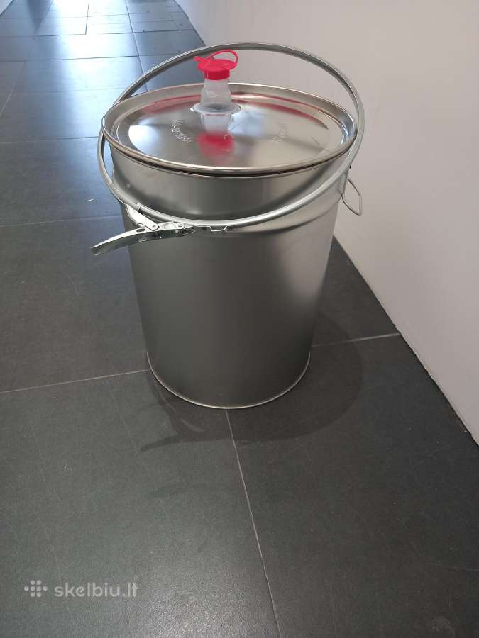 Naudota, švari 30l skardinė talpa, tara su dangčiu - nuotraukos Nr. 2