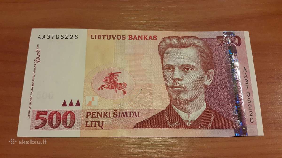 500 litų 2000 m. Unc.serija Aa