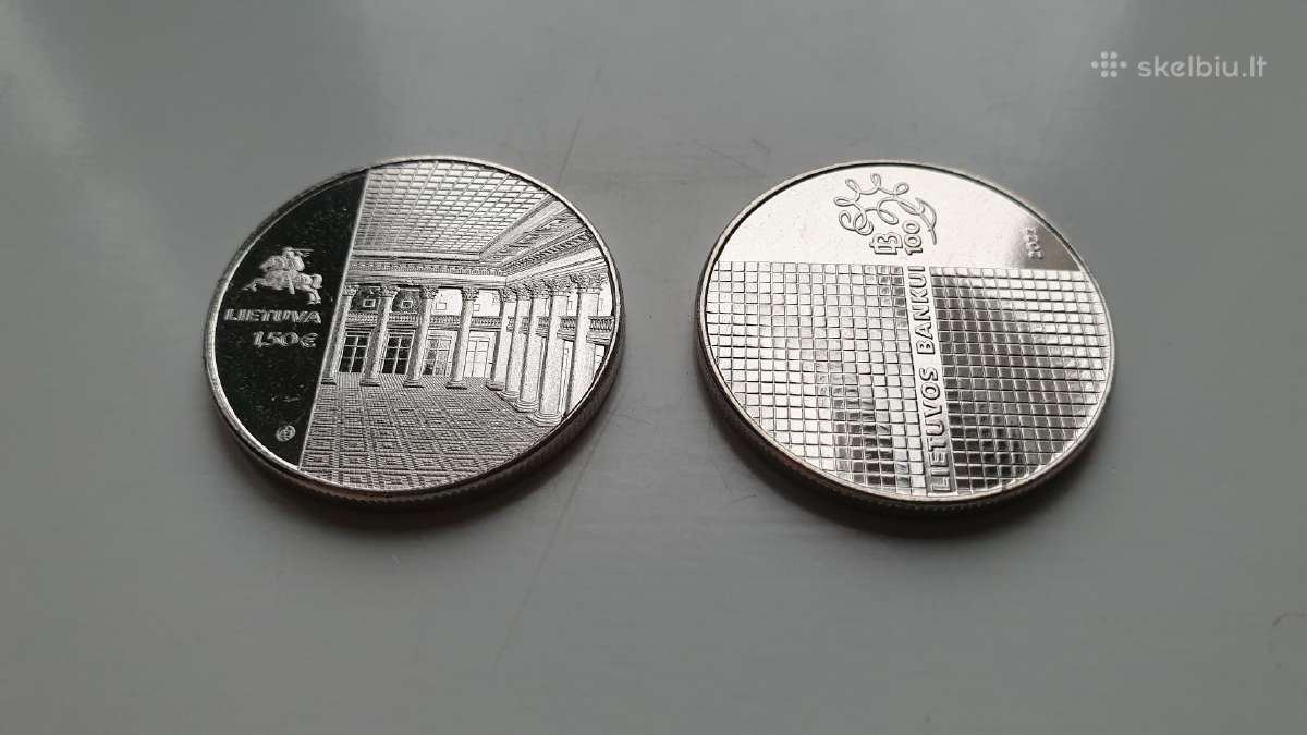 2022 1.5€ pusantrokai Lietuvos banko 100-metis