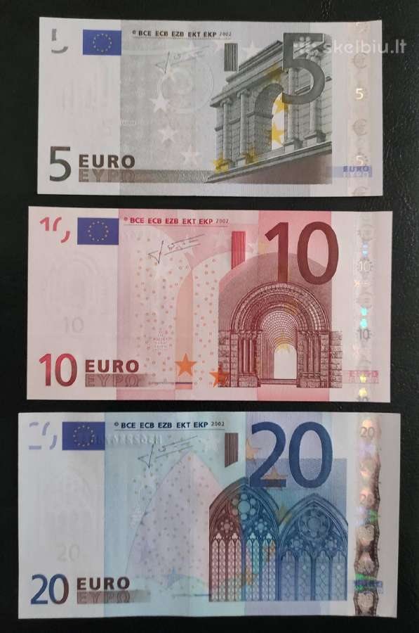 5,10,20 Eur 2002 m. Seno tipo visi unc stovio