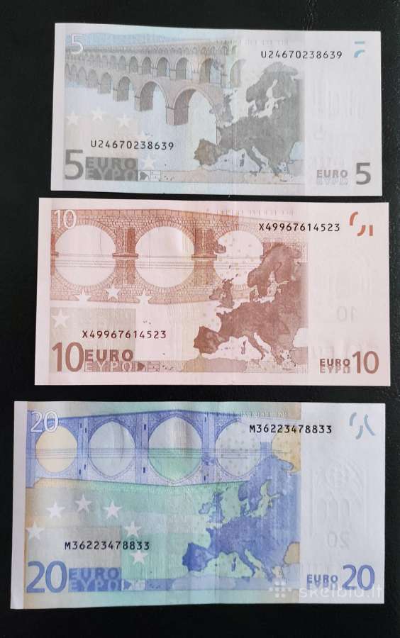 5,10,20 Eur 2002 m. Seno tipo visi unc stovio - nuotraukos Nr. 2
