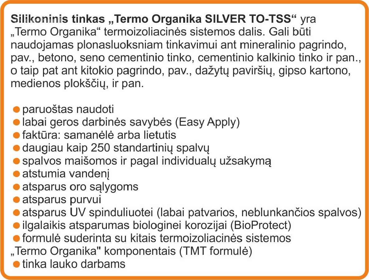 Silikoninis tinkas "Termo Organika Silver To-tss" - nuotraukos Nr. 2