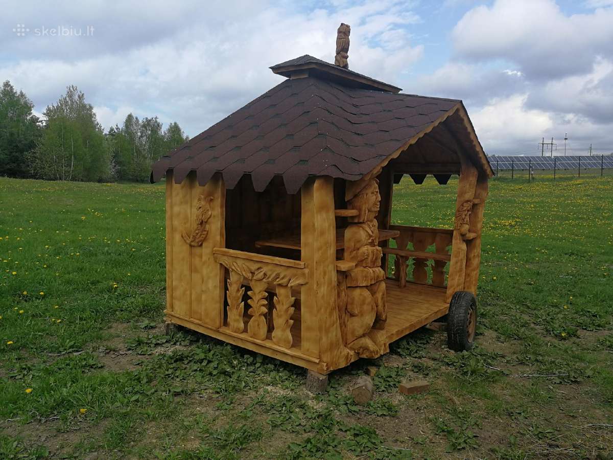 Pavėsinės,šulinio apdaila,mediniai liūtai,paukšiai - nuotraukos Nr. 13