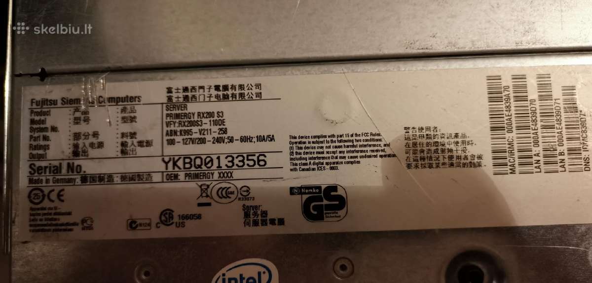 Fujitsu Primergy Rx200 S3 - nuotraukos Nr. 5
