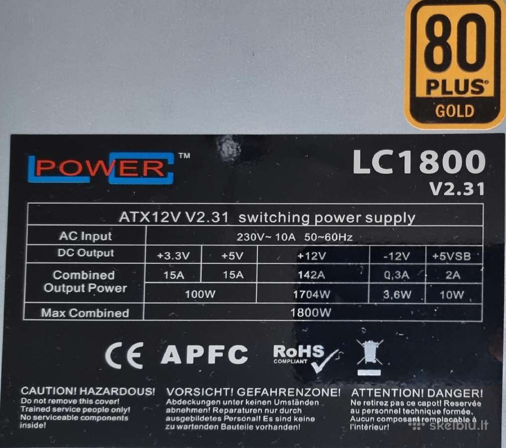 Psu/maitinimo blokas Lc-power Lc1800 Mining 1800 W - nuotraukos Nr. 4