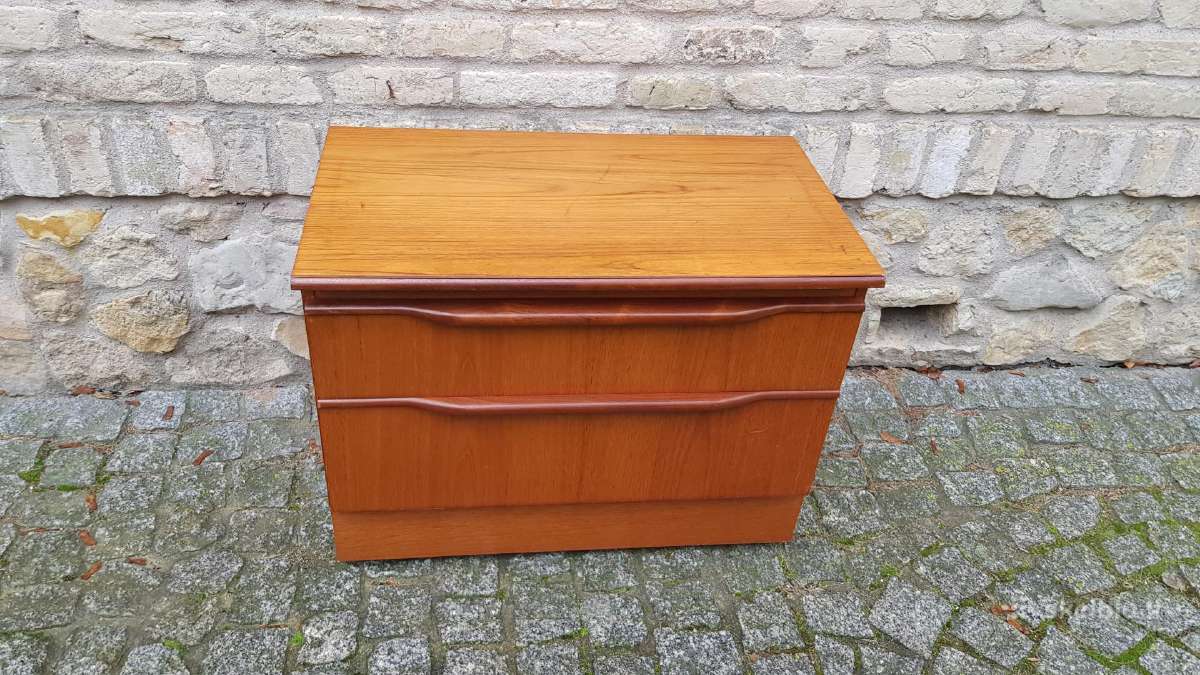 Vintažinė mid century riešutmedž TV/audio spintelė - nuotraukos Nr. 17