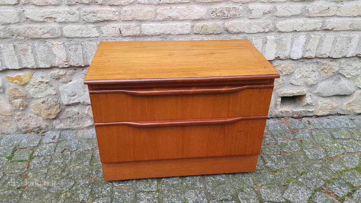 Vintažinė mid century riešutmedž TV/audio spintelė - nuotraukos Nr. 18
