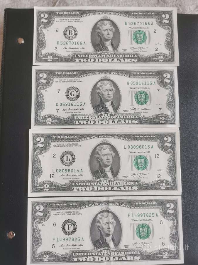 JAV Usa 2 Dollars 2009, 2013, 2017 Unc