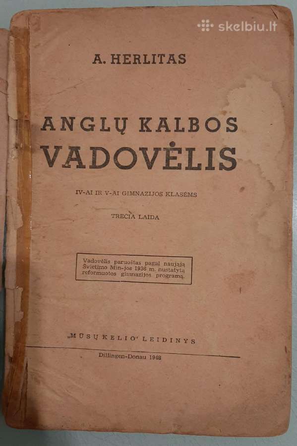 Antikvarinis anglų kalbos vadovėlis 1948