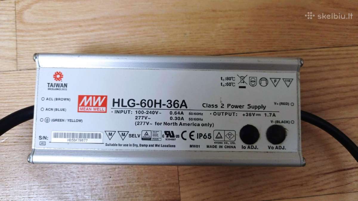 Maitimimo šaltinis Mean Well Hlg-60h-36a