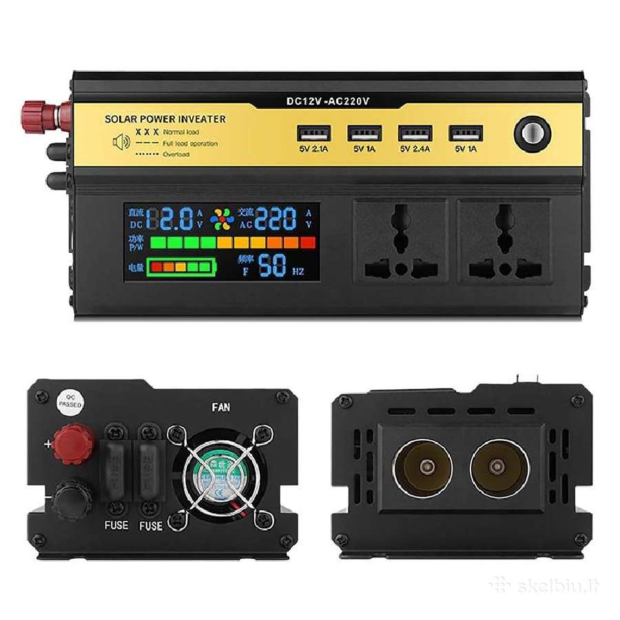Įtampos keitiklis – inverteris 12v-220v 3000w - nuotraukos Nr. 2