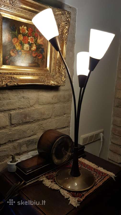 Vintažinis mid century žalvario stalo šviestuvas - nuotraukos Nr. 11